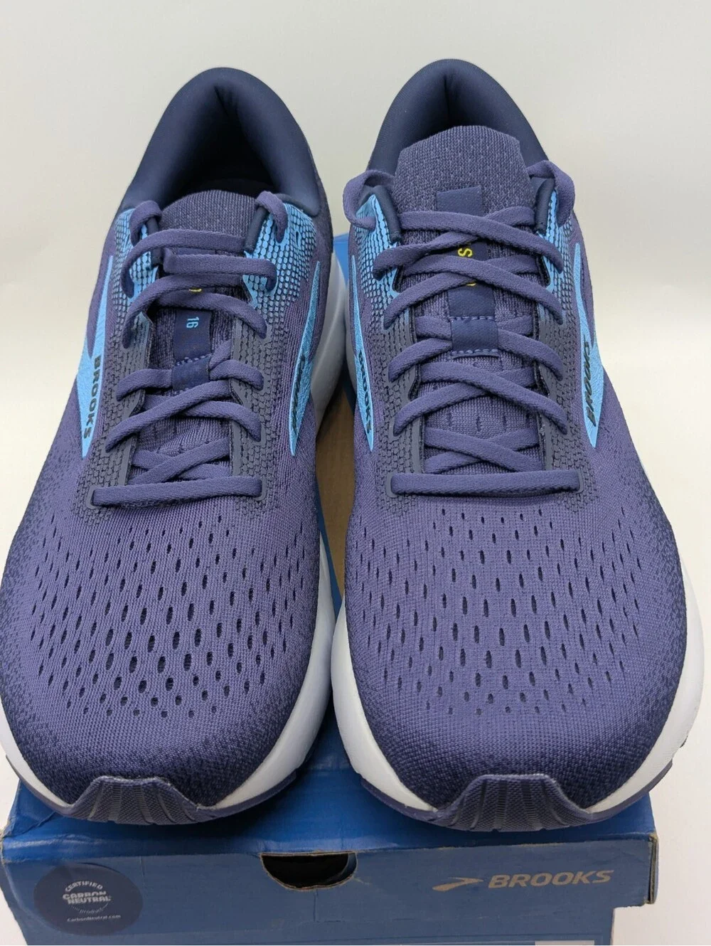 Brooks Ghost 16 Mens Size 14 D Navy Blue Yellow Running Shoes 1104181D438 New